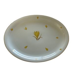 EASTERLING Golden Crocus Oval Serving Platter with Gold Edge Accent 14” X 10.5”